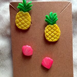 Pineapple and Sea Shell Handmade Polymer Clay Earrings